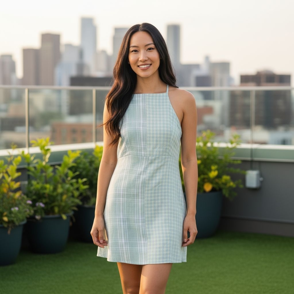 American Eagle Outfitters Plaid Mini Dress - Light Green